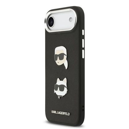 Apple iPhone 17 Air Kılıf Karl Lagerfeld Orjinal Lisanslı Metal Logolu K&C Heads Pin Kapak Gri
