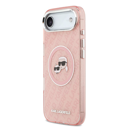 Apple iPhone 17 Air Kılıf Karl Lagerfeld Orjinal Lisanslı Parlayan Simli Karl & Choupette Heads Kapak Siyah