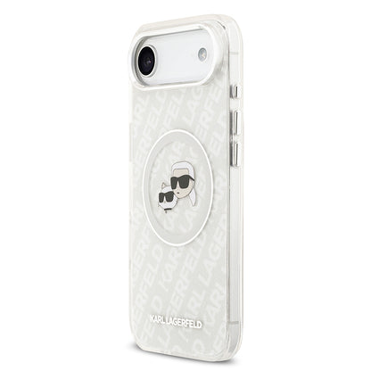 Apple iPhone 17 Air Kılıf Karl Lagerfeld Orjinal Lisanslı Parlayan Simli Karl & Choupette Heads Kapak Siyah