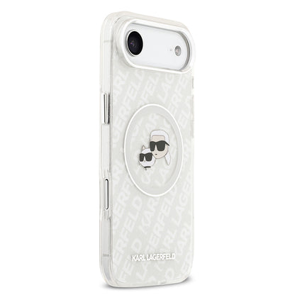 Apple iPhone 17 Air Kılıf Karl Lagerfeld Orjinal Lisanslı Parlayan Simli Karl & Choupette Heads Kapak Siyah