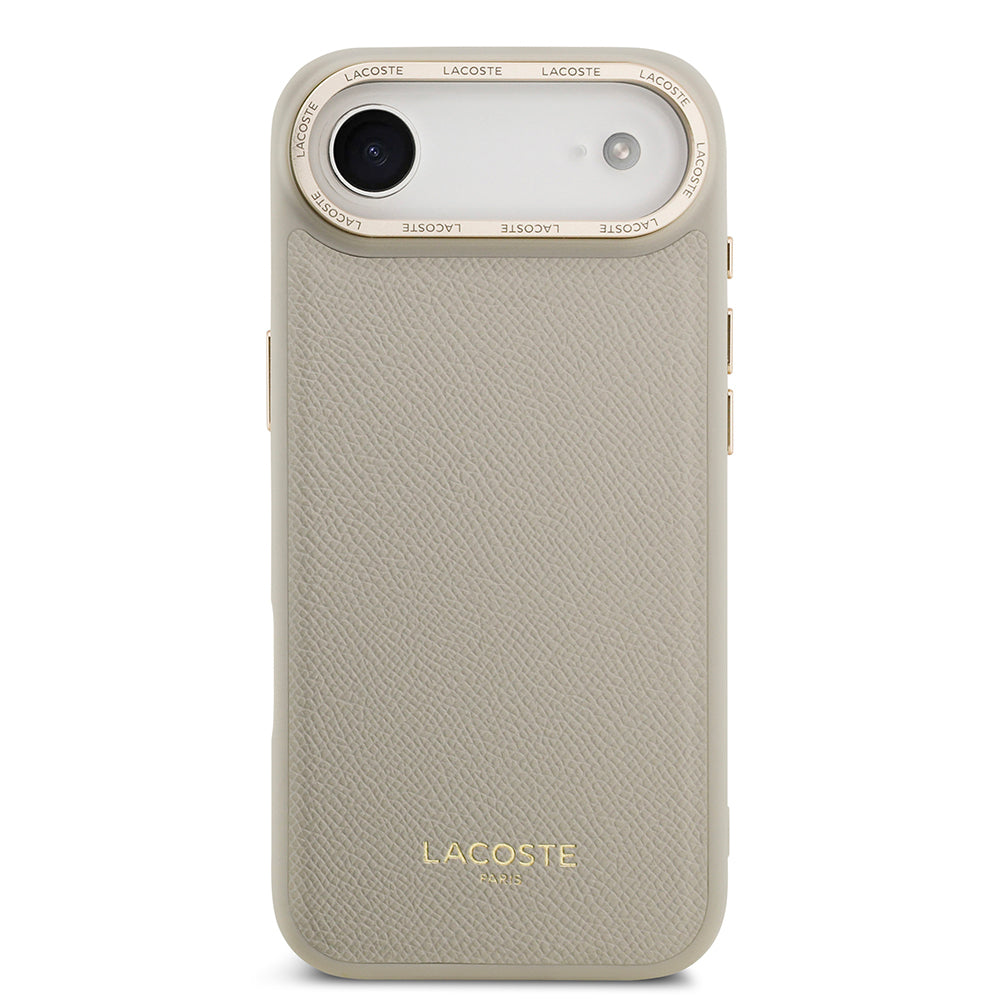 Apple iPhone 17 Air Kılıf Lacoste Orjinal Lisanslı M-safe Şarj Özellikli Champs Elysees PU Deri Tasarımlı Kapak Pembe