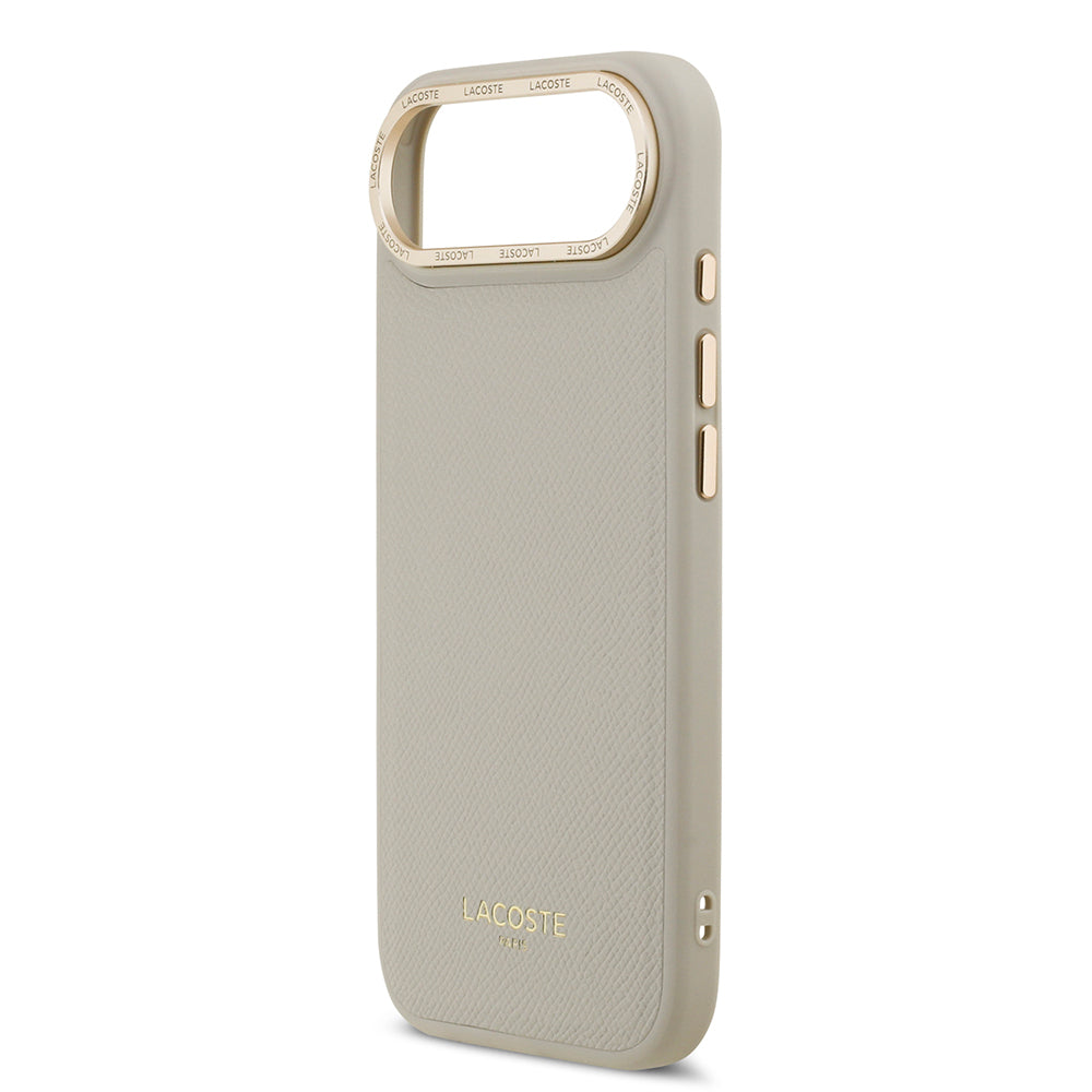 Apple iPhone 17 Air Kılıf Lacoste Orjinal Lisanslı M-safe Şarj Özellikli Champs Elysees PU Deri Tasarımlı Kapak Siyah