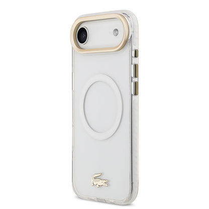 Apple iPhone 17 Air Kılıf Lacoste Orjinal Lisanslı M-safe Şarj Özellikli Gold Timsah Logolu Buzlu Kapak Yeşil