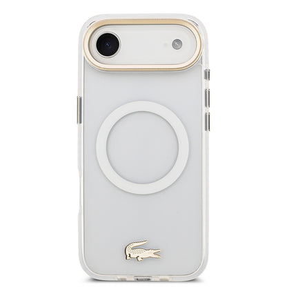 Apple iPhone 17 Air Kılıf Lacoste Orjinal Lisanslı M-safe Şarj Özellikli Gold Timsah Logolu Buzlu Kapak Yeşil