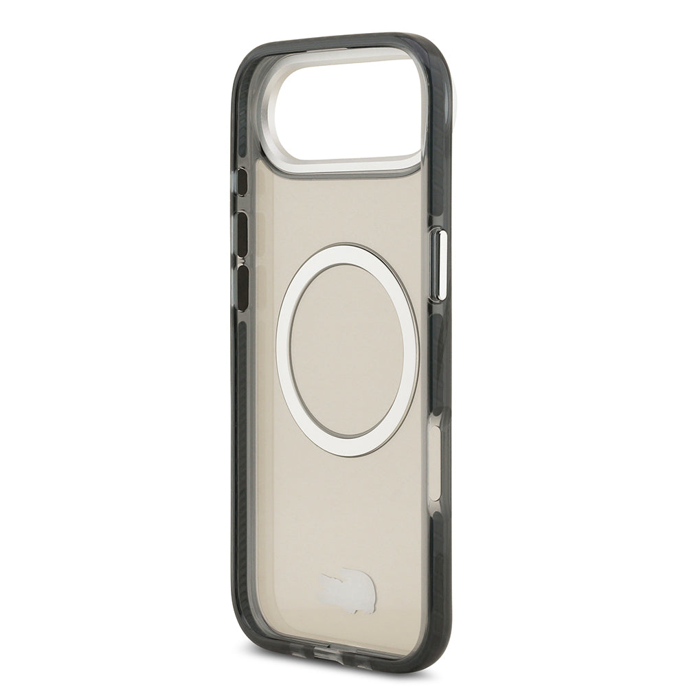 Apple iPhone 17 Air Kılıf Lacoste Orjinal Lisanslı M-safe Şarj Özellikli İkonik Timsah Logolu Buzlu Kapak Gri