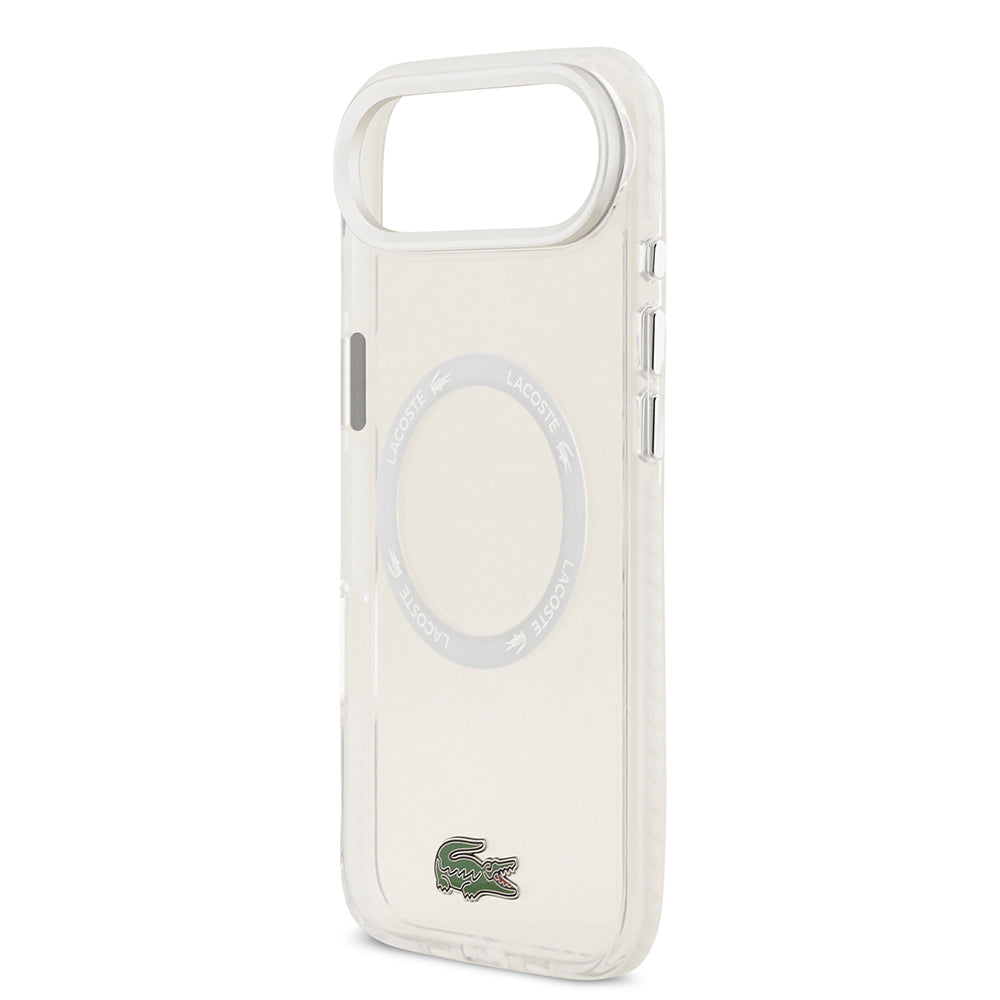 Apple iPhone 17 Air Kılıf Lacoste Orjinal Lisanslı M-safe Şarj Özellikli İkonik Timsah Logolu Buzlu Kapak Gri