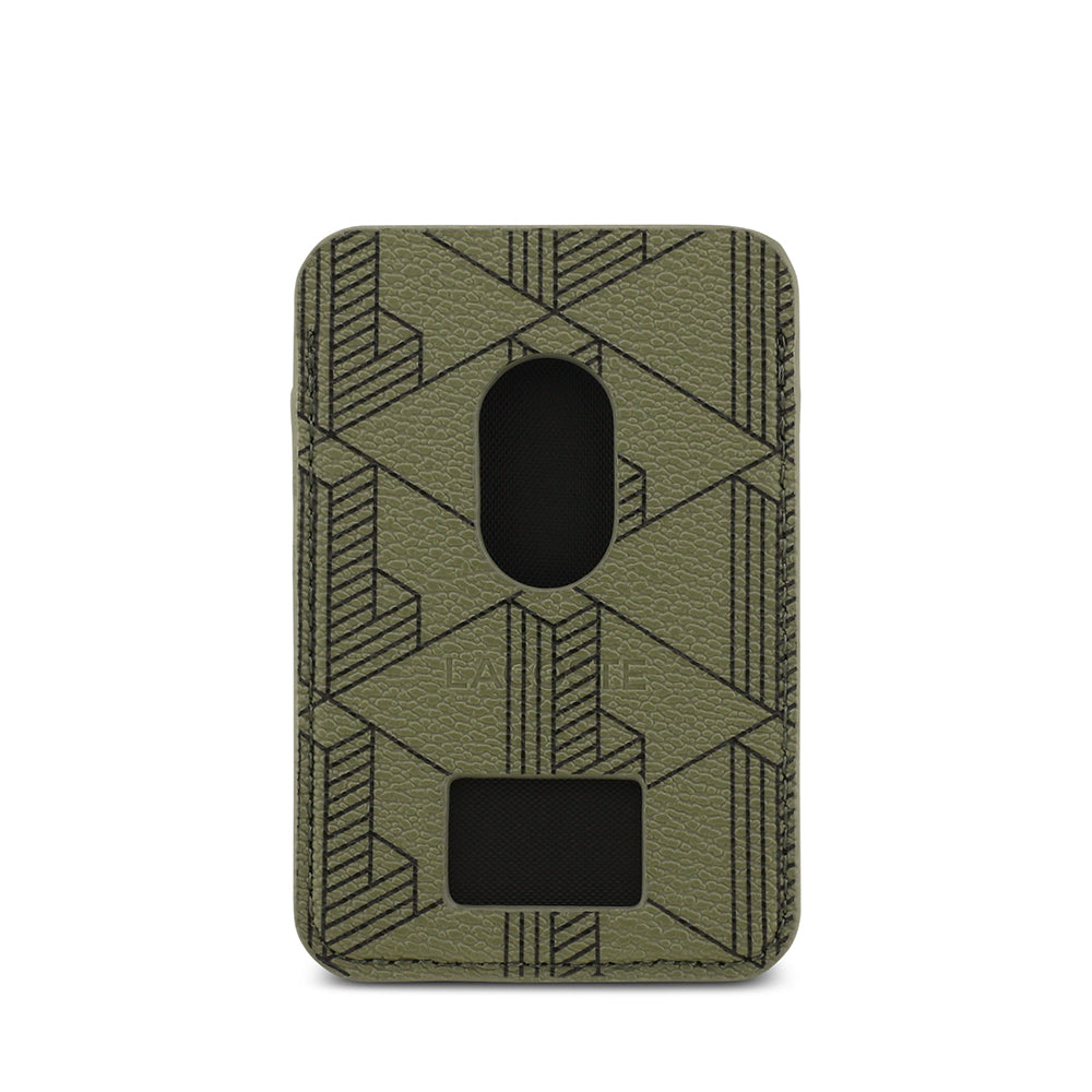 Apple iPhone 17 Air Kılıf Lacoste Orjinal Lisanslı M-safe Şarj Özellikli PU Deri Tasarımlı Kartlıklı Karışık Monogram Desenli Kapak Siyah