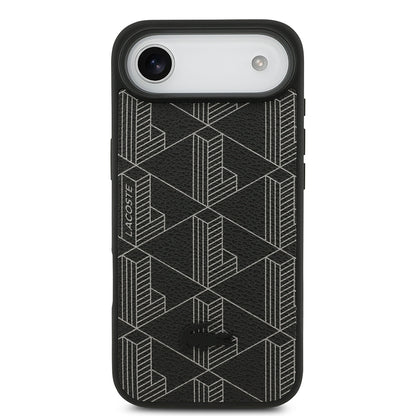 Apple iPhone 17 Air Kılıf Lacoste Orjinal Lisanslı M-safe Şarj Özellikli PU Deri Tasarımlı Kartlıklı Karışık Monogram Desenli Kapak Yeşil