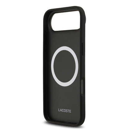 Apple iPhone 17 Air Kılıf Lacoste Orjinal Lisanslı M-safe Şarj Özellikli PU Deri Tasarımlı Metal Logolu Kapak Siyah