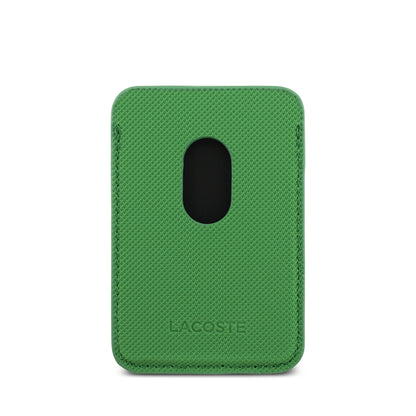 Apple iPhone 17 Air Kılıf Lacoste Orjinal Lisanslı M-safe Şarj Özellikli PU Pike Desenli Metal Logolu Kartlıklı Kapak Yeşil