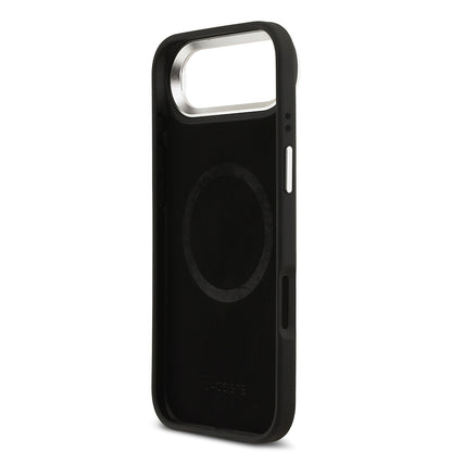 Apple iPhone 17 Air Kılıf Lacoste Orjinal Lisanslı M-safe Şarj Özellikli PU Pike Desenli Standlı Metal Logolu Kapak Bej