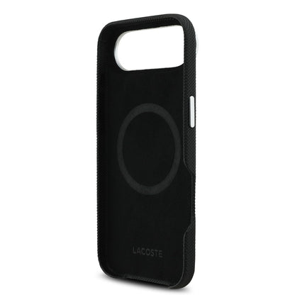 Apple iPhone 17 Air Kılıf Lacoste Orjinal Lisanslı M-Safe Şarj Özellikli PVC Pike Desenli Arka Yüzey İkonik Timsah Dokuma Logolu Kapak