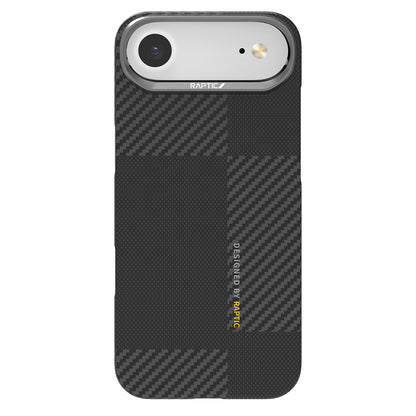 Apple iPhone 17 Air Kılıf M-safe Şarj Özellikli 600D Metal Kamera Çerçeveli Raptic Aramid Fiber Geotik Serisi Kapak Siyah