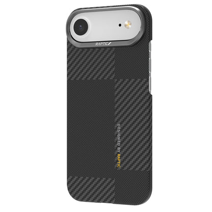 Apple iPhone 17 Air Kılıf M-safe Şarj Özellikli 600D Metal Kamera Çerçeveli Raptic Aramid Fiber Geotik Serisi Kapak Siyah