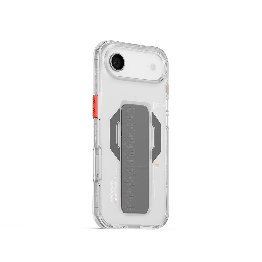 Apple iPhone 17 Air Kılıf M-Safe Şarj Özellikli Airbag Tasarımlı Standlı Skinarma Haxa Kapak Füme