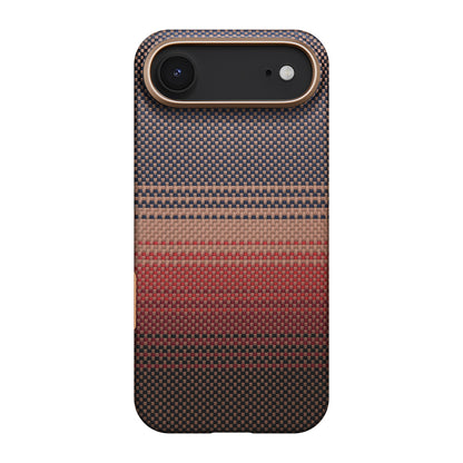 Apple iPhone 17 Air Kılıf M-safe Şarj Özellikli Aramid Fiber Pitaka Tactile Woven Sunset-Moonrise Serisi Kapak Mavi