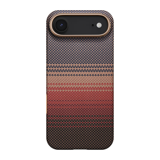 Apple iPhone 17 Air Kılıf M-safe Şarj Özellikli Aramid Fiber Pitaka Tactile Woven Sunset-Moonrise Serisi Kapak Kahverengi