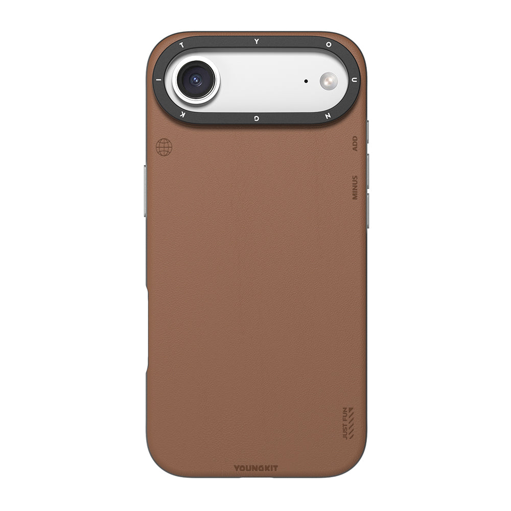 Apple iPhone 17 Air Kılıf M-safe Şarj Özellikli Basit Mat Deri Desenli Youngkit Tech Fashion Serisi Kapak