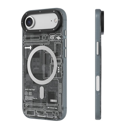 Apple iPhone 17 Air Kılıf M-safe Şarj Özellikli Kamera Denetim Butonlu Youngkit Technology Serisi Kapak Turuncu