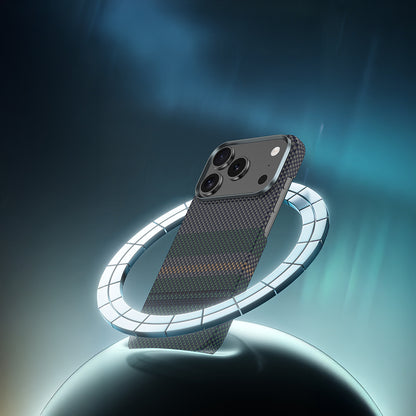 Apple iPhone 17 Air Kılıf M-safe Şarj Özellikli Karbon Fiber Tasarımlı Benks Aurora ArmorAir Kevlar Kapak Siyah