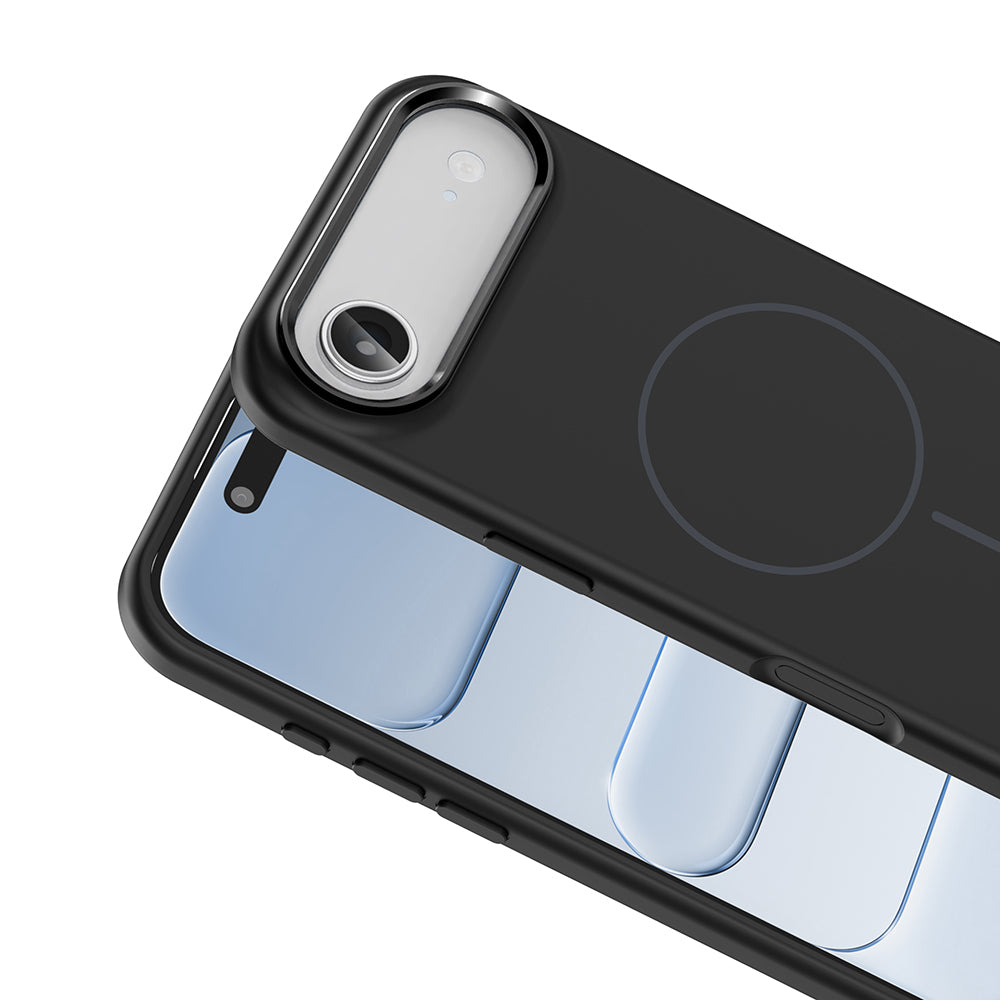 Apple iPhone 17 Air Kılıf M-Safe Şarj Özellikli Metal Kamera Çerçeveli Zore Edi Silikon Kapak Titanyum-Gri