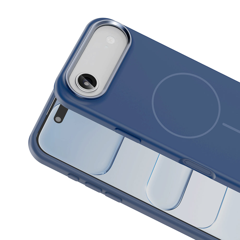 Apple iPhone 17 Air Kılıf M-Safe Şarj Özellikli Metal Kamera Çerçeveli Zore Edi Silikon Kapak Titanyum-Gri