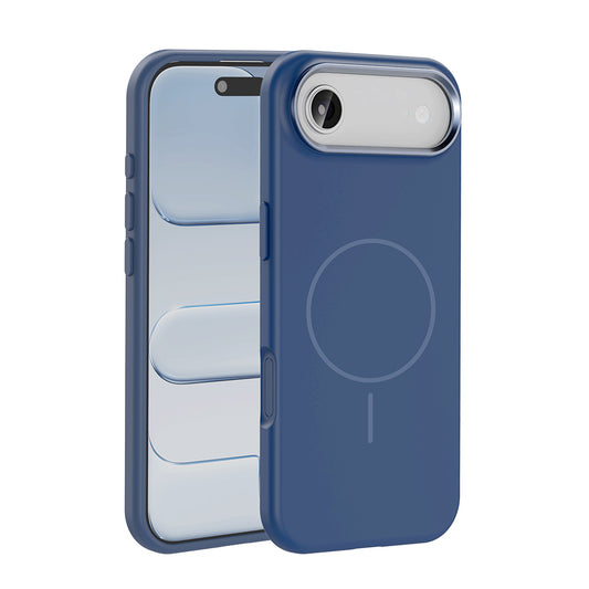 Apple iPhone 17 Air Kılıf M-Safe Şarj Özellikli Metal Kamera Çerçeveli Zore Edi Silikon Kapak Lacivert