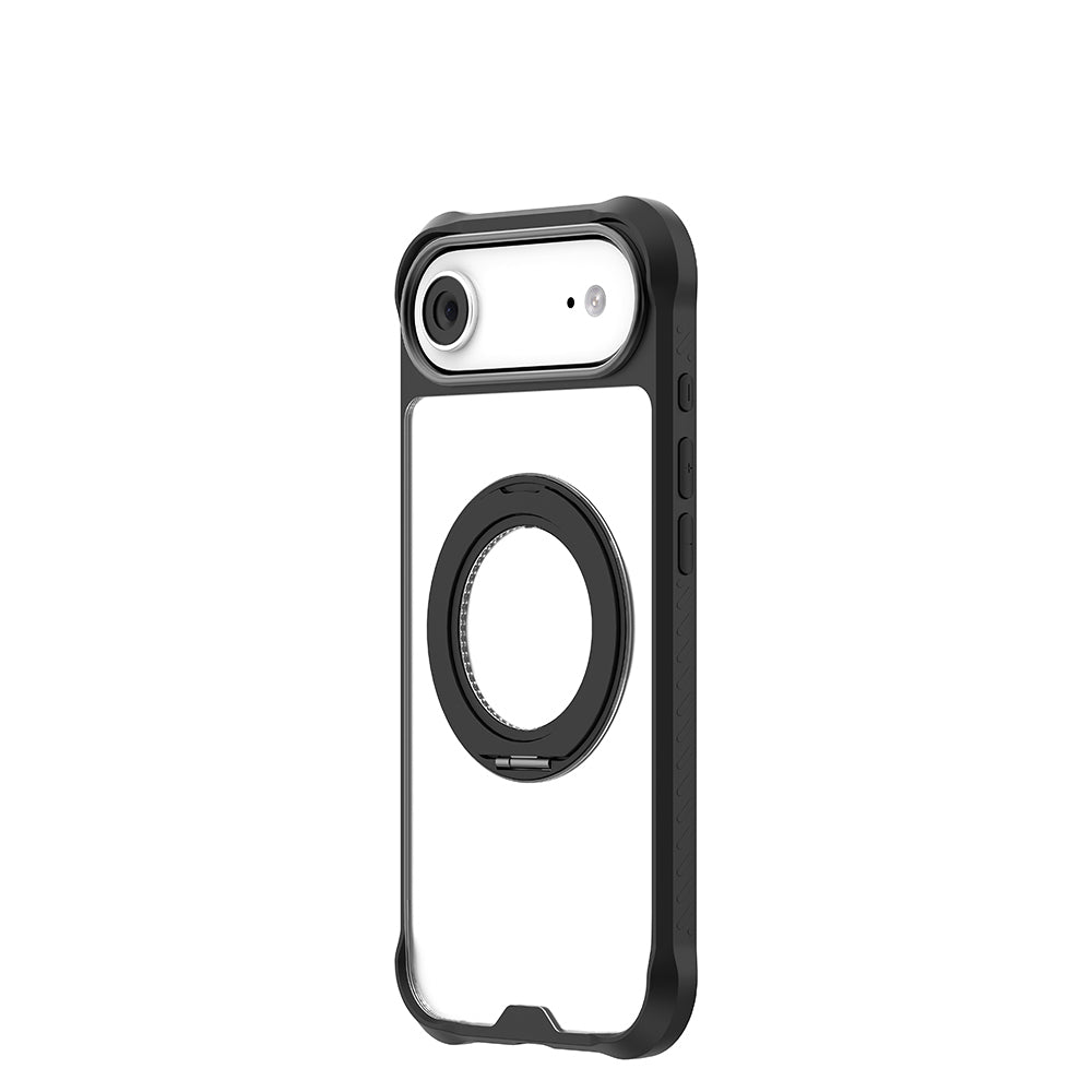 Apple iPhone 17 Air Kılıf M-safe Şarj Özellikli Parmak Ring Standlı Airbag Tasarımlı Mutural Obsidian Serisi Kapak Siyah