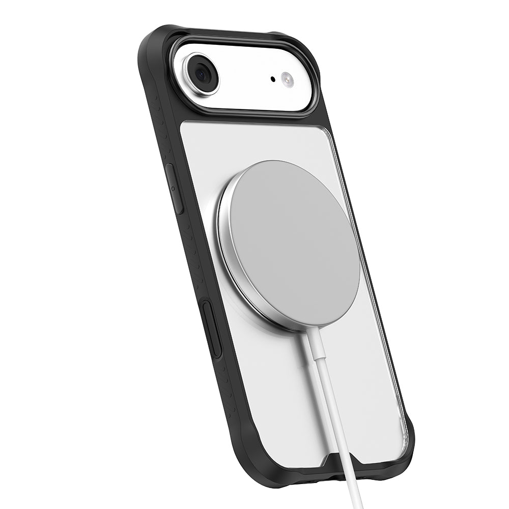 Apple iPhone 17 Air Kılıf M-safe Şarj Özellikli Parmak Ring Standlı Airbag Tasarımlı Mutural Obsidian Serisi Kapak Turuncu