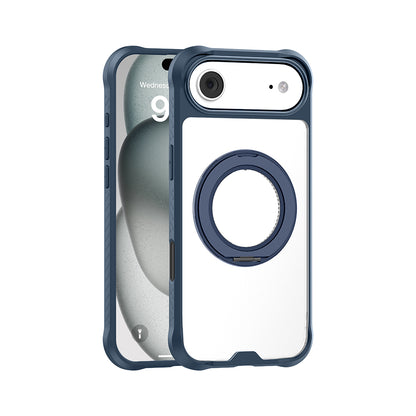 Apple iPhone 17 Air Kılıf M-safe Şarj Özellikli Parmak Ring Standlı Airbag Tasarımlı Mutural Obsidian Serisi Kapak Lacivert