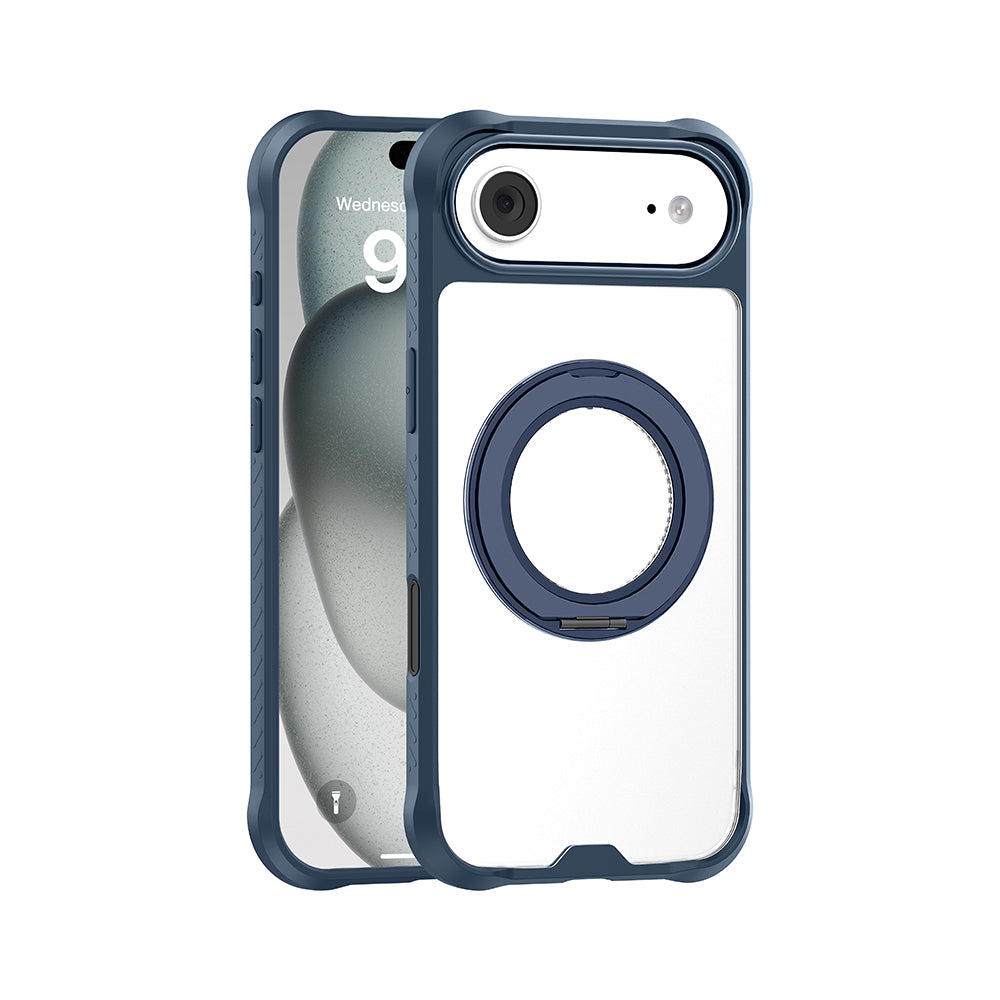 Apple iPhone 17 Air Kılıf M-safe Şarj Özellikli Parmak Ring Standlı Airbag Tasarımlı Mutural Obsidian Serisi Kapak Turuncu