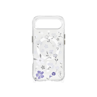 Apple iPhone 17 Air Kılıf M-safe Şarj Özellikli Şeffaf Arka Yüzey Çiçekli Coehl Amara Kapak Lila