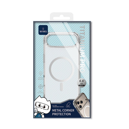 Apple iPhone 17 Air Kılıf M-safe Şarj Özellikli Wiwu MCC-702 Titanyum Pro Serisi Sert PC Kapak Siyah