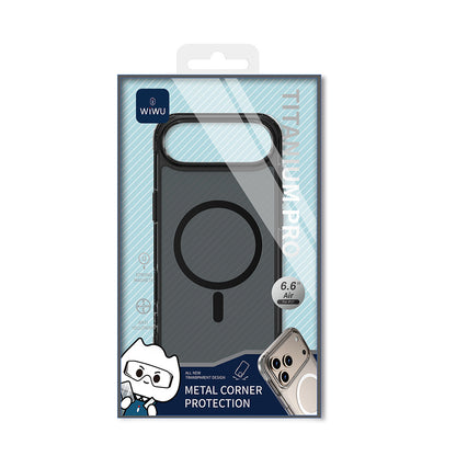 Apple iPhone 17 Air Kılıf M-safe Şarj Özellikli Wiwu MCC-702 Titanyum Pro Serisi Sert PC Kapak Şeffaf