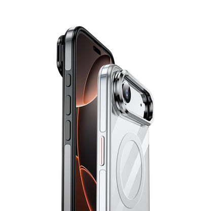 Apple iPhone 17 Air Kılıf M-safe Şarj Özellikli Wlons Standlı Efsane Kapak Gümüş