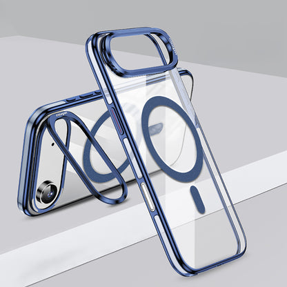 Apple iPhone 17 Air Kılıf M-safe Şarj Özellikli Wlons Standlı Efsane Kapak Gümüş