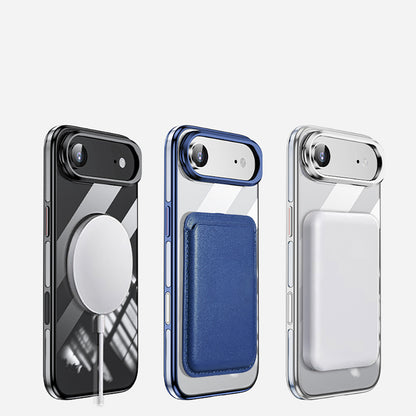 Apple iPhone 17 Air Kılıf M-safe Şarj Özellikli Wlons Standlı Efsane Kapak Gümüş