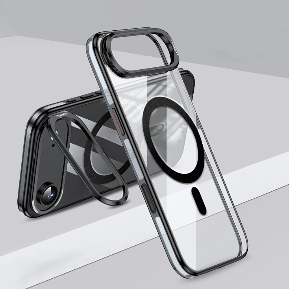 Apple iPhone 17 Air Kılıf M-safe Şarj Özellikli Wlons Standlı Efsane Kapak Siyah