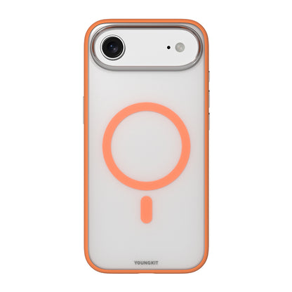 Apple iPhone 17 Air Kılıf M-safe Şarj Özellikli Youngkit Clear Serisi Kapak Turuncu