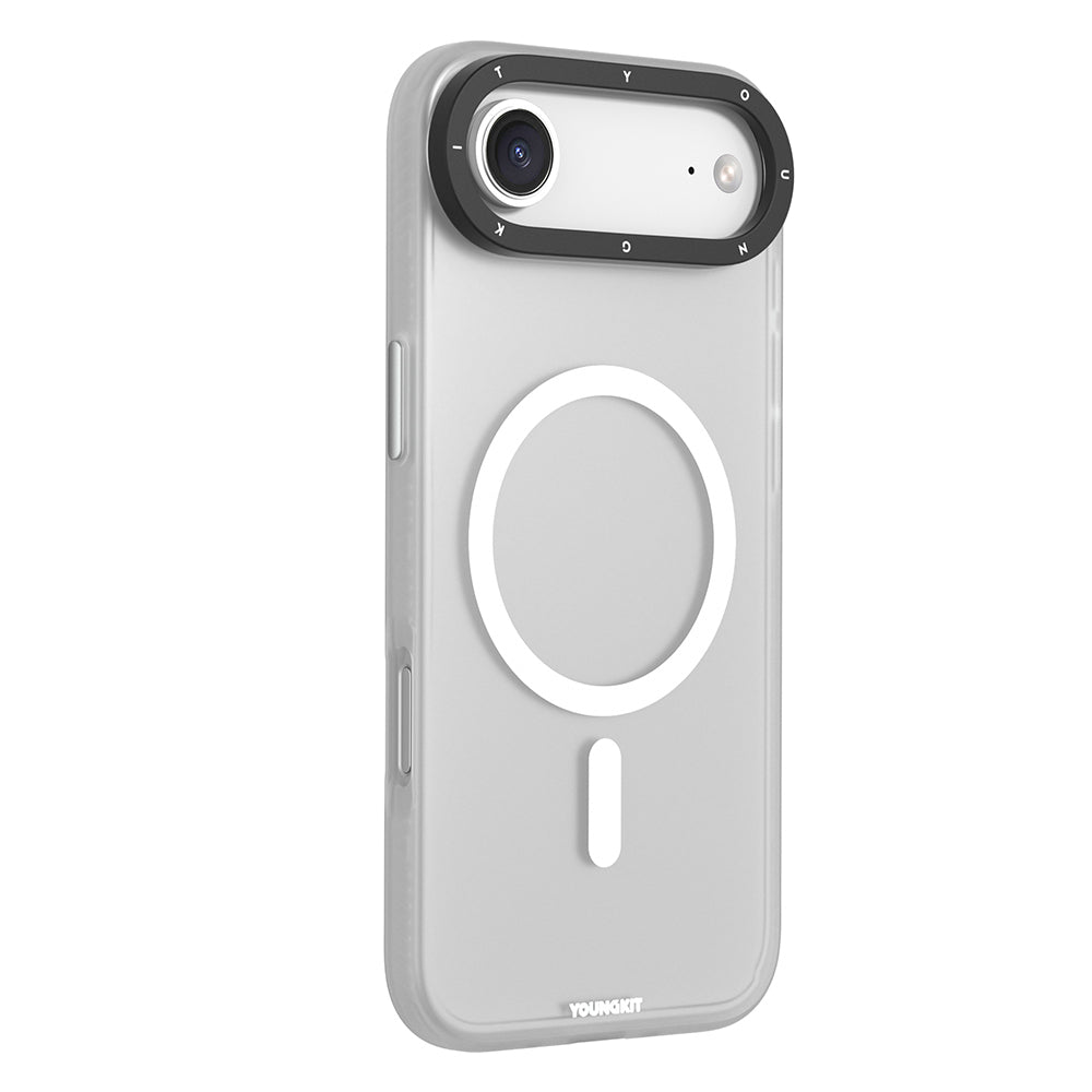 Apple iPhone 17 Air Kılıf M-safe Şarj Özellikli Youngkit Hidden Sand Serisi Kapak Beyaz