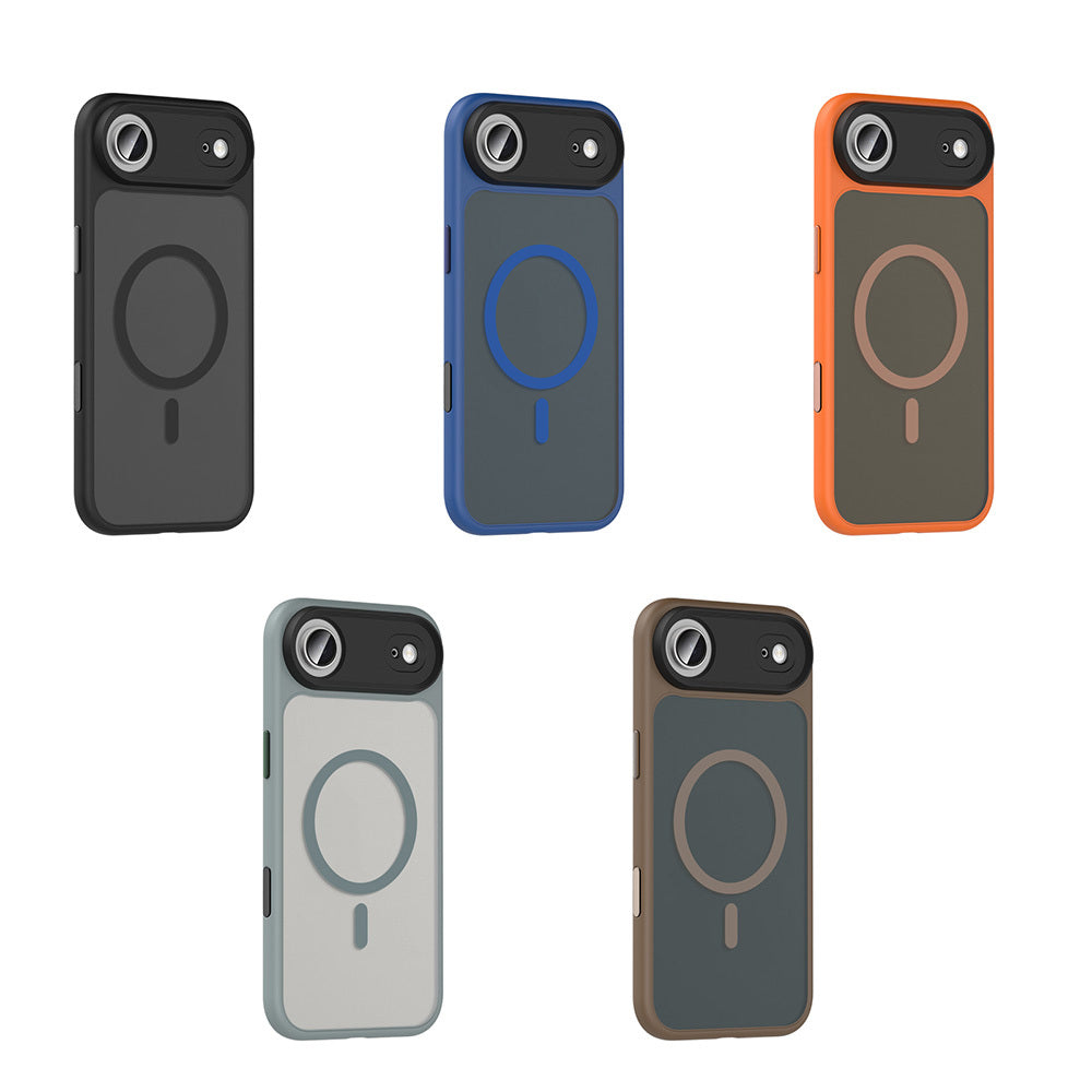 Apple iPhone 17 Air Kılıf Mat Arka Yüzey Wireless Şarj Özellikli Zore Flet M-safe Kapak Desert Titanyum