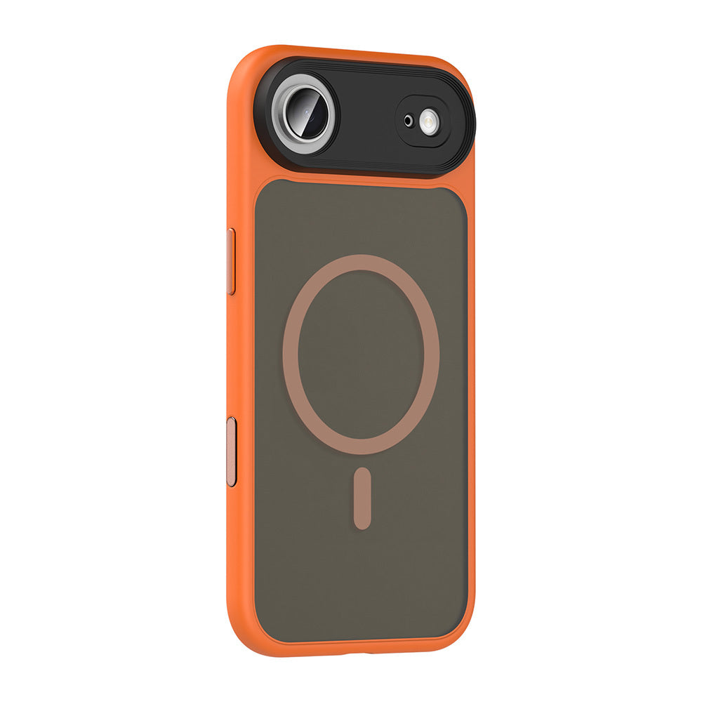 Apple iPhone 17 Air Kılıf Mat Arka Yüzey Wireless Şarj Özellikli Zore Flet M-safe Kapak Turuncu