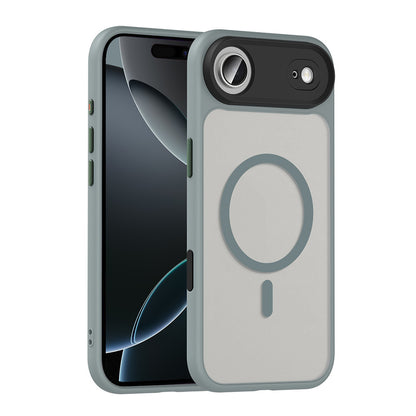 Apple iPhone 17 Air Kılıf Mat Arka Yüzey Wireless Şarj Özellikli Zore Flet M-safe Kapak Gri