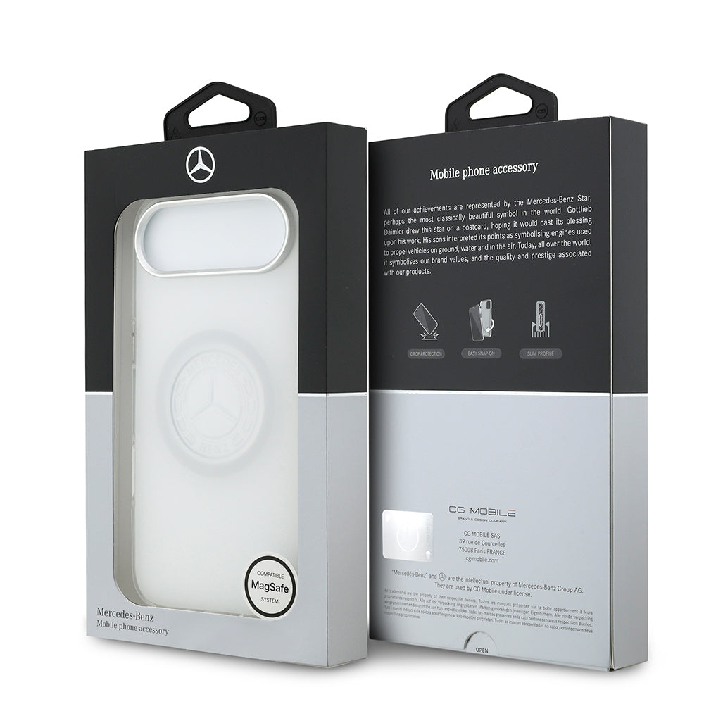 Apple iPhone 17 Air Kılıf Mercedes Benz Orjinal Lisanslı M-safe Şarj Özellikli Buzlu PC Nostaljik Yıldız Dizayn Kapak Beyaz
