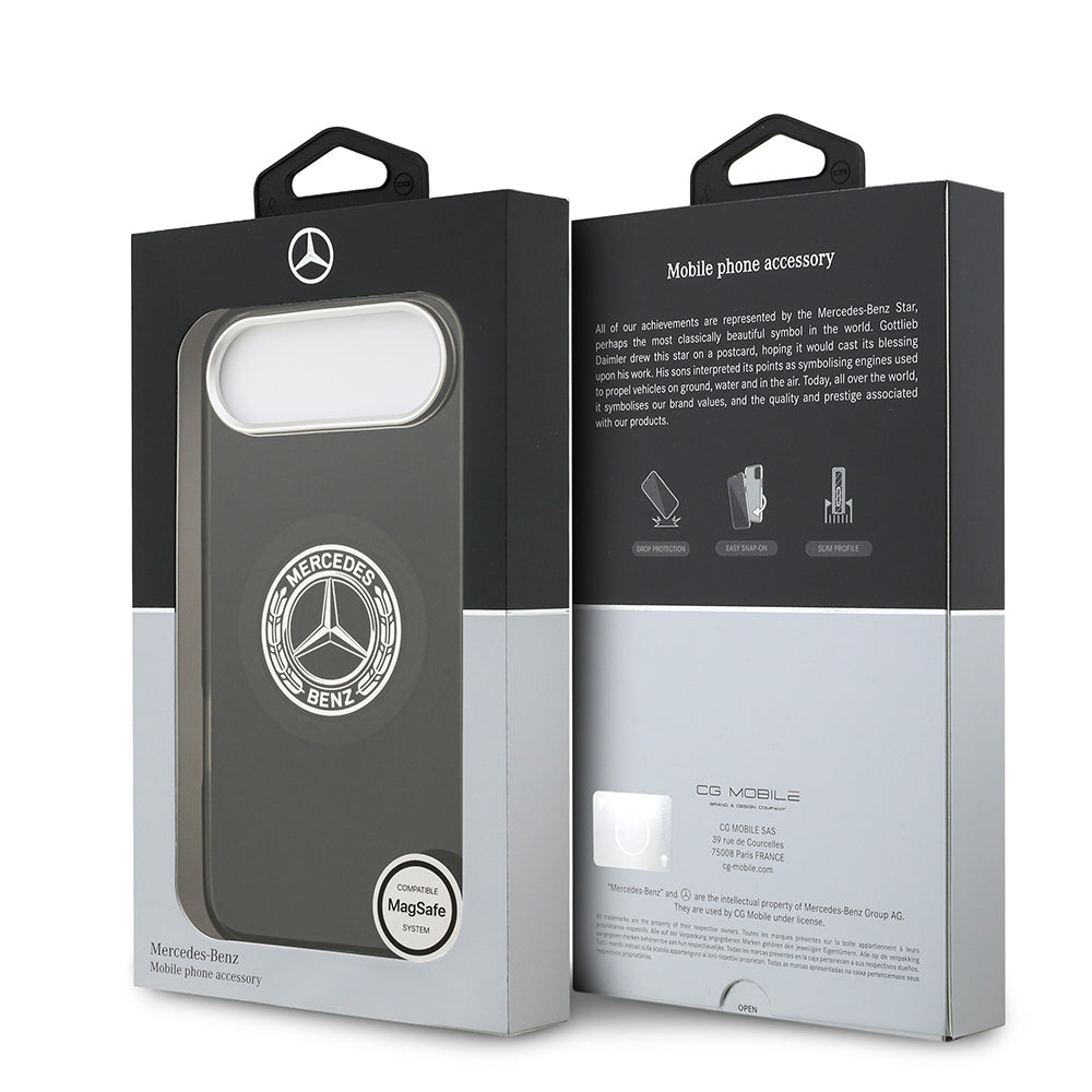 Apple iPhone 17 Air Kılıf Mercedes Benz Orjinal Lisanslı M-safe Şarj Özellikli Çift Katmanlı PC Nostaljik Yıldız Dizayn Kapak Siyah