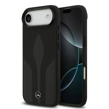 Apple iPhone 17 Air Kılıf Mercedes Benz Orjinal Lisanslı M-safe Şarj Özellikli Dokulu Desenli Deri Kapak