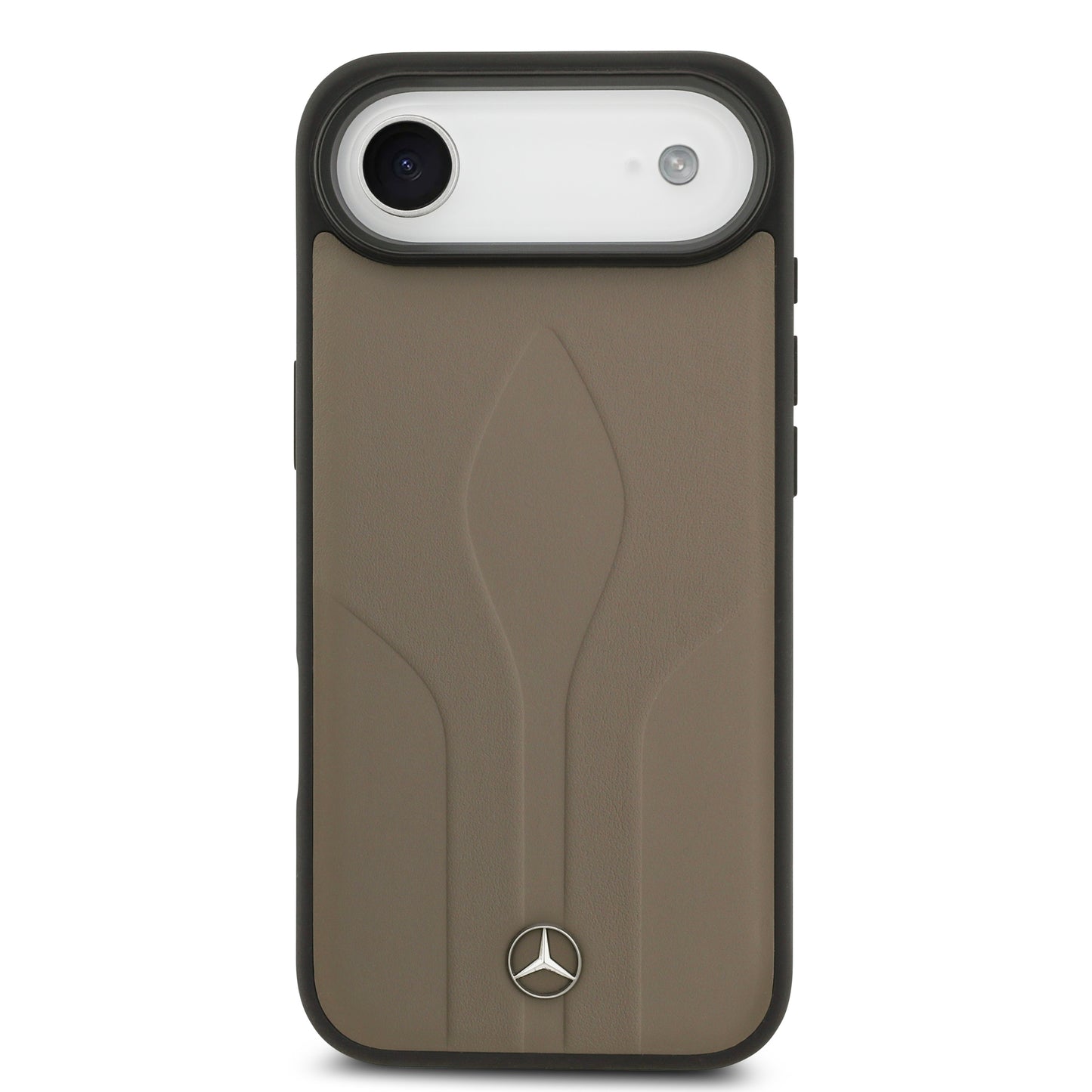 Apple iPhone 17 Air Kılıf Mercedes Benz Orjinal Lisanslı M-safe Şarj Özellikli Dokulu Desenli Deri Kapak Kahverengi