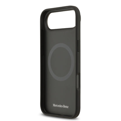 Apple iPhone 17 Air Kılıf Mercedes Benz Orjinal Lisanslı M-safe Şarj Özellikli Dokulu Desenli Deri Kapak Kahverengi