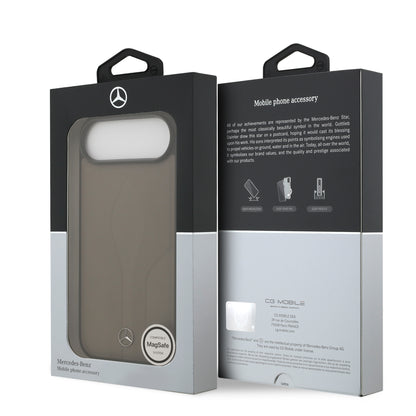 Apple iPhone 17 Air Kılıf Mercedes Benz Orjinal Lisanslı M-safe Şarj Özellikli Dokulu Desenli Deri Kapak Kahverengi