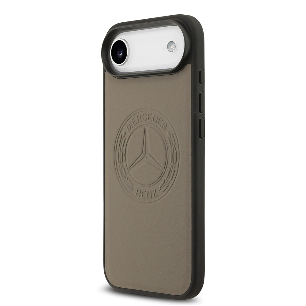 Apple iPhone 17 Air Kılıf Mercedes Benz Orjinal Lisanslı M-safe Şarj Özellikli Hakiki Deri Nostaljik Yıldız Dizayn Kapak Siyah